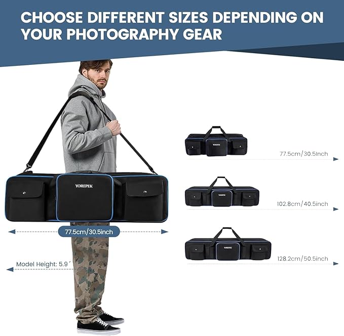 YOREPEK Tripod Carrying Case Bag 50.5", Resistant Light Stand Bag with 2 Removable Padding, Photo Studio Equipment Case for Tripods, Monopods, Speaker Stands, Umbrellas, Gear, Mic Stand, Tent Pole