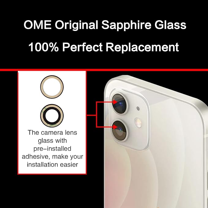 ASDAWN 2PCS Back Camera Lens Glass Replacement for iPhone 12 & 12 Mini, Standard Prime Lens with Nano Coating, Glass Construction, Lightning Mount