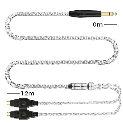 Replacement Cable for SENNHEISER Headphones HD650 HD600 HD580 HD535 HD545 HD565 HD265 with 1/4" 6.3mm (1.2m, 1/4" 6.3mm)