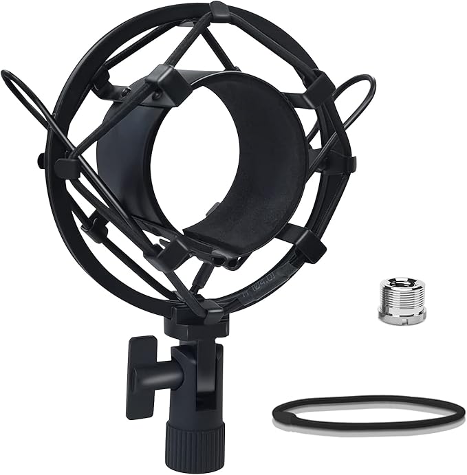 Microphone Shock Mount Mic Holder, Anti-Vibration Suspension Shock Mount Mic Holder Clip for 43mm-47mm Diameter Condenser Microphone