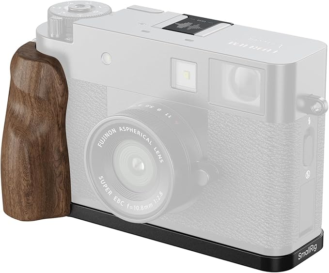 SMALLRIG X Half Wooden L-Shaped Mount Plate for FUJIFILM, L Plate with Ergonomic Wood Side Handle, Includes Hot Shoe Cover (Black) - 5224