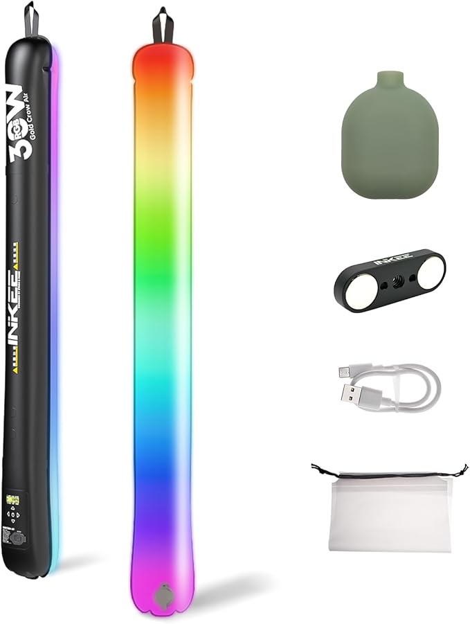INKEE GC30 RGB LED Tube Light 30W 35.5"/90cm Handheld Video Light, Waterproof Inflatable Photography Light with Magnetic Mount, 2000-10000K CRI 95+ for Filmmaking, Studio, YouTube, Content Creators