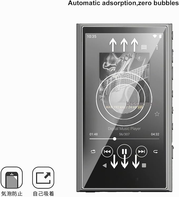 9H Scratch-Proof Premium Front LCD Screen Protector Guard Tempered Glass Protective Film for Sony Walkman NW-A300 Series NW-A306 NW-A307 (2pcs)