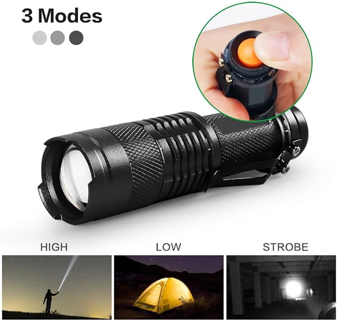 10 Pieces LED Flashlights Torch, High Lumens Mini Flashlight Waterproof Pocket Flash Light with 3 Modes, Adjustable Focus Zoomable for Camping, Hiking, Indoor, Outdoor, Home Use