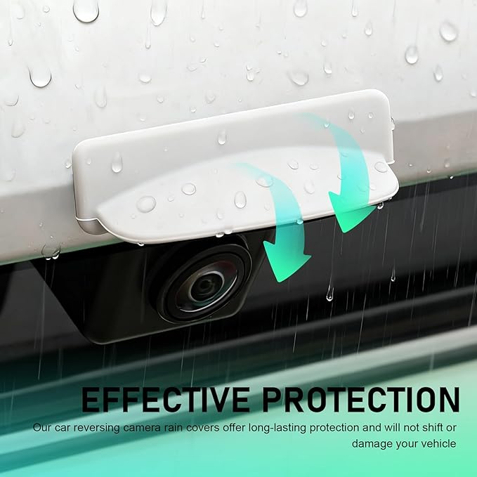 Car Backup Camera Rain Shield, Silicone Rear View Camera Anti-Rain Cover, Rainproof Protector for Enhanced Reverse Visibility, Universal for Cars, Trucks, SUVs (White)
