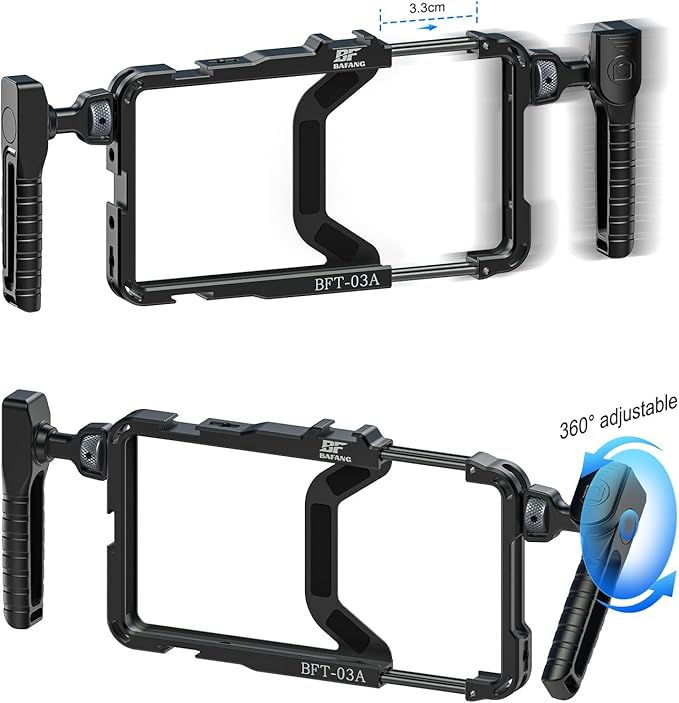 Upgraded Universal Smartphone Video Rig with Handles 67mm Filter Adapter Anti Drop, Phone Cage Stabilizer for Video Recording, Handheld Filmmaking Vlog Case Stabilizer for Videomaker