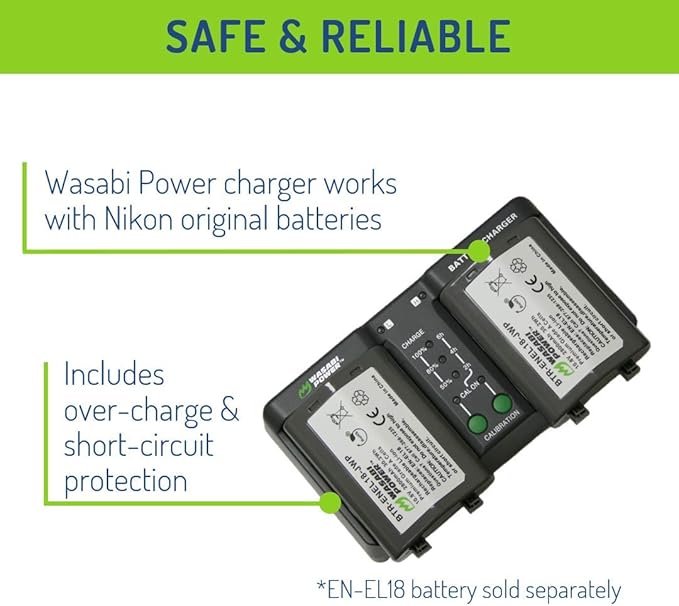 Wasabi Power Dual Battery Charger for Nikon EN-EL18, EN-EL18a, EN-EL18b, EN-EL18c, EN-EL18d, MH-26, MH-33
