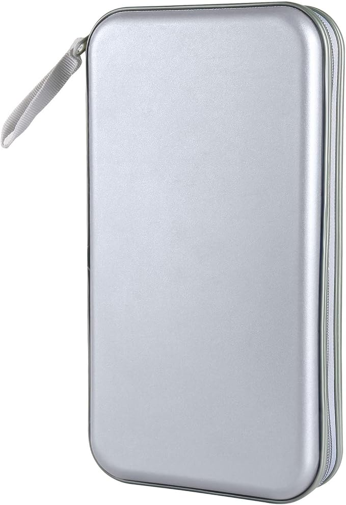 CD Case Holder, 80 Capacity CD/DVD Case Holders Wallet Hard Plastic CD DVD Disc Cases Storage Binder for Car Home Office Travel (Grey)
