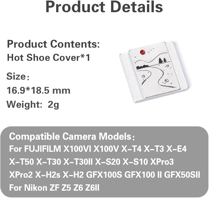 Camera Metal Hot Shoe Cover Protector Cap Compatible for Fujifilm XPro3 XPro2 XT4 XT3 XT2 XT30 XT20 XE5 XE3 XT200 X100V X-Half (Aluminum alloy-sunrise02)