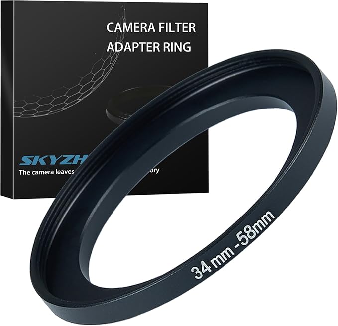 34mm to 58mm Step up Ring Filter Adapter Metal Ring Step up Rings Adapter Filter Compatible with All 58mm UV,CPL,ND,Lens Hood,Threaded Lens ect (34mm to 58mm)