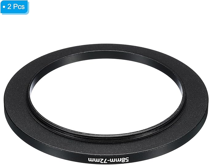PATIKIL 58mm-72mm Metal Step Up Ring, 2 Pack Camera Lens Filter Adapter Ring Aluminum Filter Adapter Ring for Camera Lenses Hood, Black