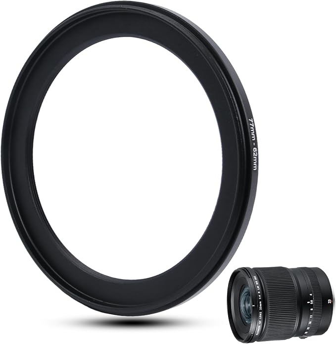 Metal Step Down Ring Filter Adapter - 77mm to 62mm - Metal Ring Step Down Rings Adapter Filter Compatible with All 62mm UV, CPL, ND, Lens Hood, Threaded Lens ect