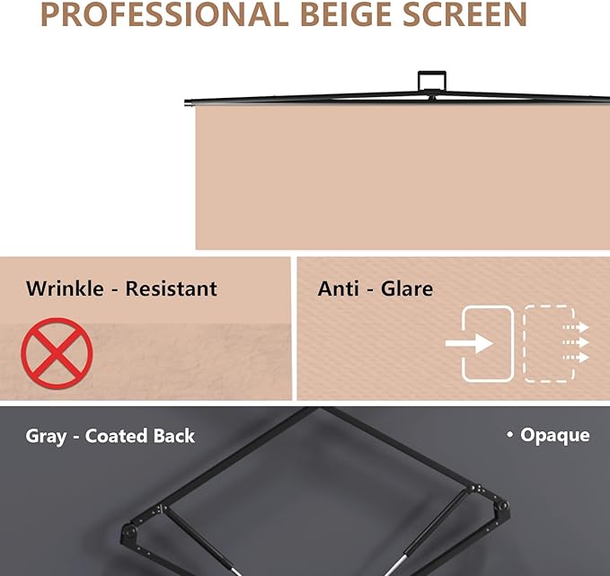 【Easy Set Up】 RAUBAY 59.8 x 82.7in Collapsible Beige Backdrop Screen Portable Retractable Panel Photo Nude Background with Stand for Video Conference, Photographic Studio, Streaming