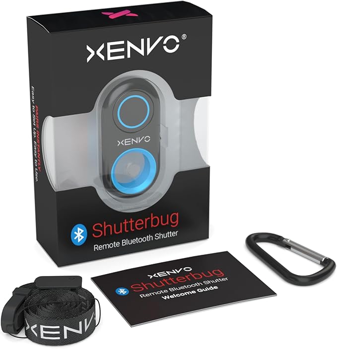 Xenvo Shutterbug - Camera Shutter Remote Control - Bluetooth Wireless Selfie Button Clicker - Compatible with iPhone, iPad, Android, Samsung, and Google Pixel Cell Phones, Smartphones and Tablets