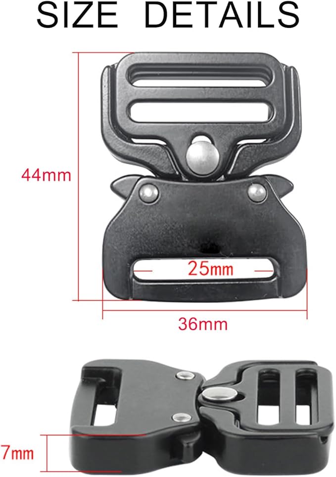 2PCS Small Metal Buckle for 1" Wide Webbing Strap Lightweight Quick Release Zinc Alloy Tactical Belt Buckles