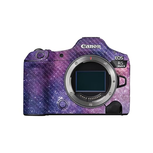 Carbon Fiber Camera Skin Compatible with Canon EOS R5 Mark II (2023) - Violet Stars - Premium 3M Vinyl Protective Wrap Decal Cover - Easy to Apply | Crafted in The USA by MightySkins