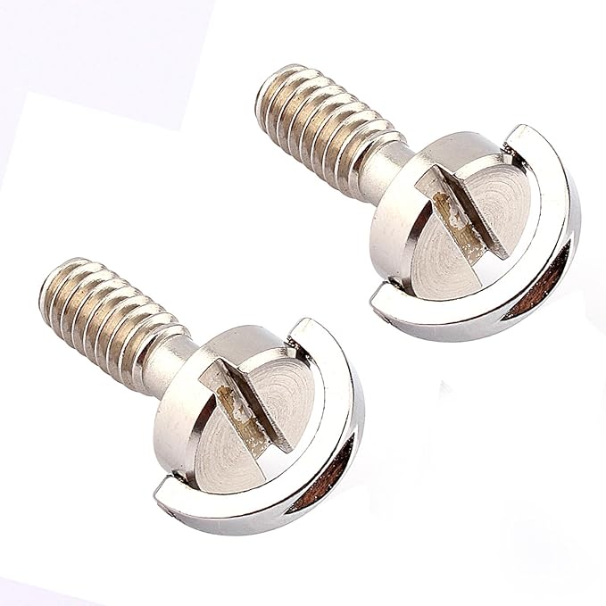 GOWENIC 2PCS Fat D Ring Camera Screws, Long Shank 1/4" 20 Stainless Steel Thread Quick Release Plate Mounting Screws for Tripod, Monopod, DSLR Camera Rig