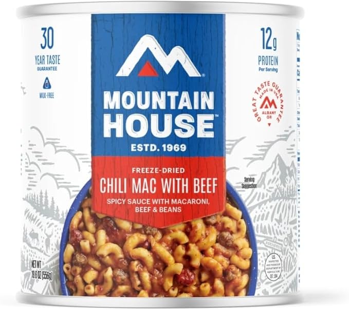 Mountain House Chili Mac with Beef #10 Can| Freeze-Dried Backpacking & Camping Food| Survival & Emergency Food | 6-Pack