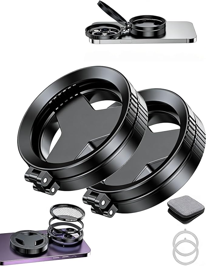 Anti-Glare Magnetic Phone Filter Lagnetic Filten for iPhone Polarizing Lens Phone Camera Professional 52mm Rotatable Quick Mount Anti Glare Reduce Reflections Enhance Colors Clear(2PCS)