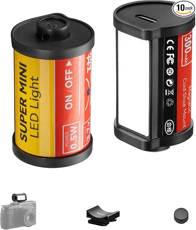 TTArtisan Ultra Mini Led Light for Camera Magnetic Cold Shoe Lights Portable 3 Colors 3000/4500K/6000K with Type-C Rechargeable CRI 95+ for Photography Lighting, 10 Pcs