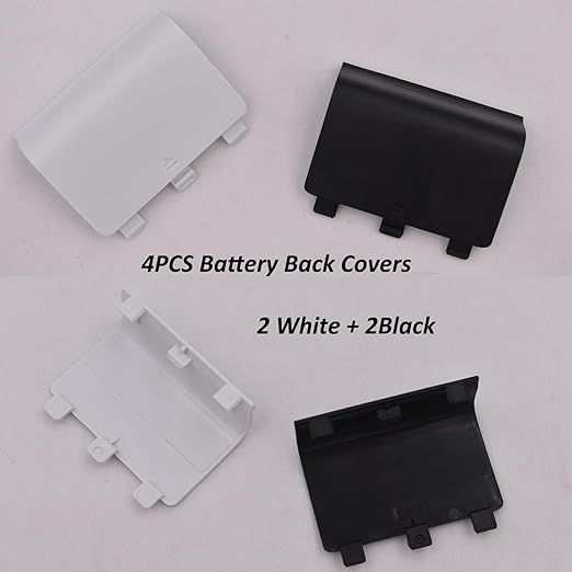 4 Pcs Battery Back Cover for Xbox One/One S/One X Controller[NOT for Xbox Series X/S],Battery Back Shell Covers,Replacement Battery Cover Door Compatible with Xbox One(Black&White)