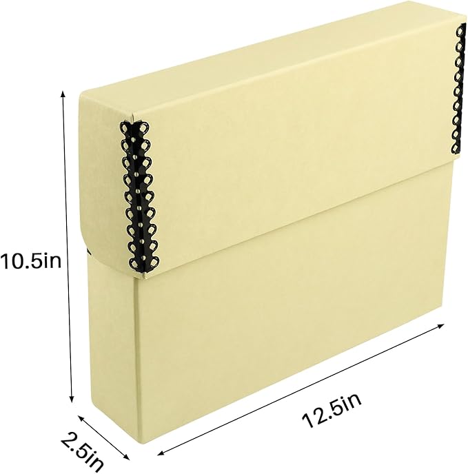 Lineco Archival Document Storage Box with Metal Edge, Acid-Free Tan Boxboard, Organize and Store Files, Prints, Photos, Letter-Sized Case 12.5" x 10.5" x 2.5" Wide, Pack of 2