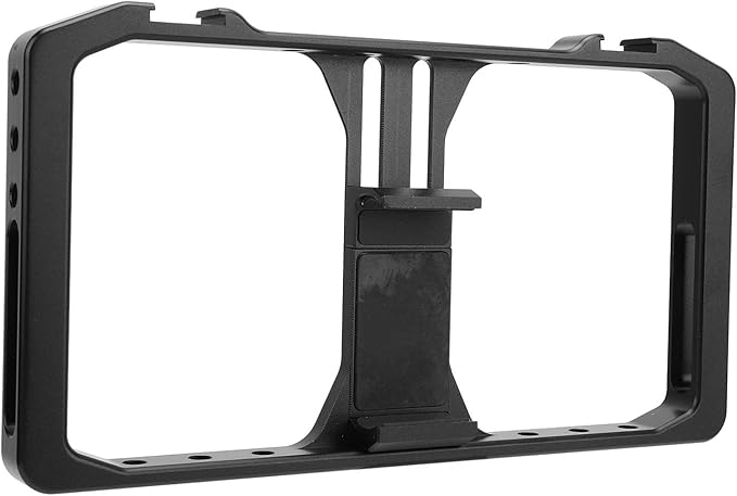 Smartphone Video Rig Phone Cage Stabilizer Grip Frame Aluminum Alloy Professional Handheld Filmmaking Vlogging Case with Hot Shoe Mount 1/4 Inch Screw Holes for Tripods Camera