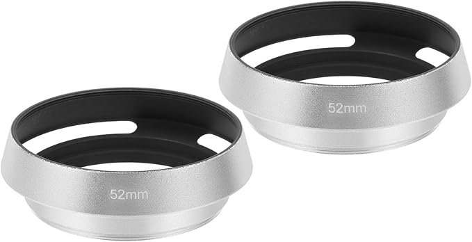 PATIKIL 2 Pcs 52mm Lens Hood, Universal Metal Hollow Curved Screw-in Vented Lens Hoods for Fujifilm for Pentax, Silver