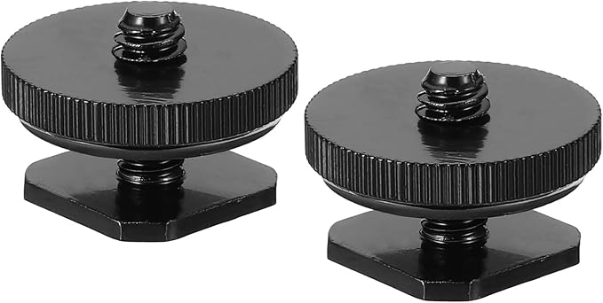 PATIKIL 1/4"-20 Camera Hot Shoe Mount, 2 Pack Flash Cold Shoe Mount Tripod Screw Adapter for DSLR Rig, Black
