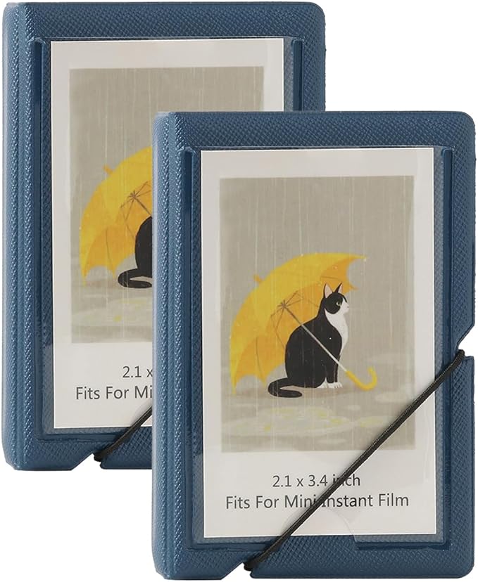 Mini Instant Film Polaroid Photo Album Book For 3 Inch Fujifilm Instax Mini 12 11 9 99 8 7+ 40 EVO Camera Film, HP Sprocket, K-pop Photocards (Marine Blue, 2 Pack)