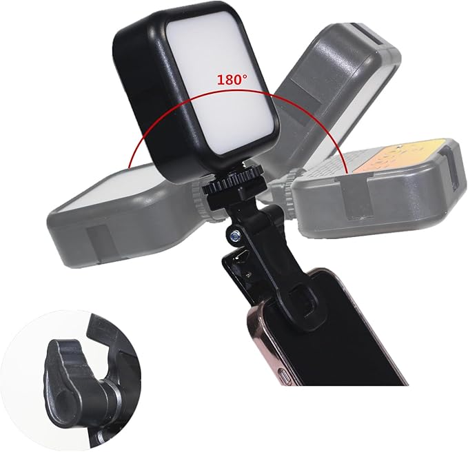 2 Pack LED Video Light Clips Holder with Cold Shoe Mount Portable Photography Lighting Clip on Clamp for Magnetic RGB Camera Lights Panel Rechargeable Soft Light Vlogging Tablet Laptop Display