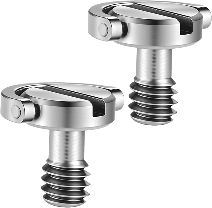 D-Type Screw with D-Ring, 2 Pack Camera Tripod Screws for Mounting Case, Quick Release Plate and Cameras Accessories (Silver)