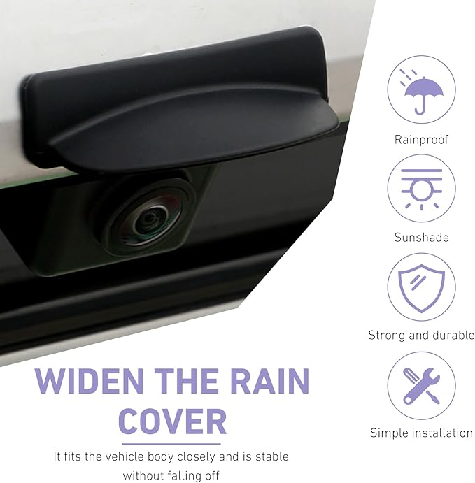 Car Reverse Camera Anti-Rain Cover, Silicone Self-Adhesive Camera Rain Guard Shield, Universal for Most Cars (Black)