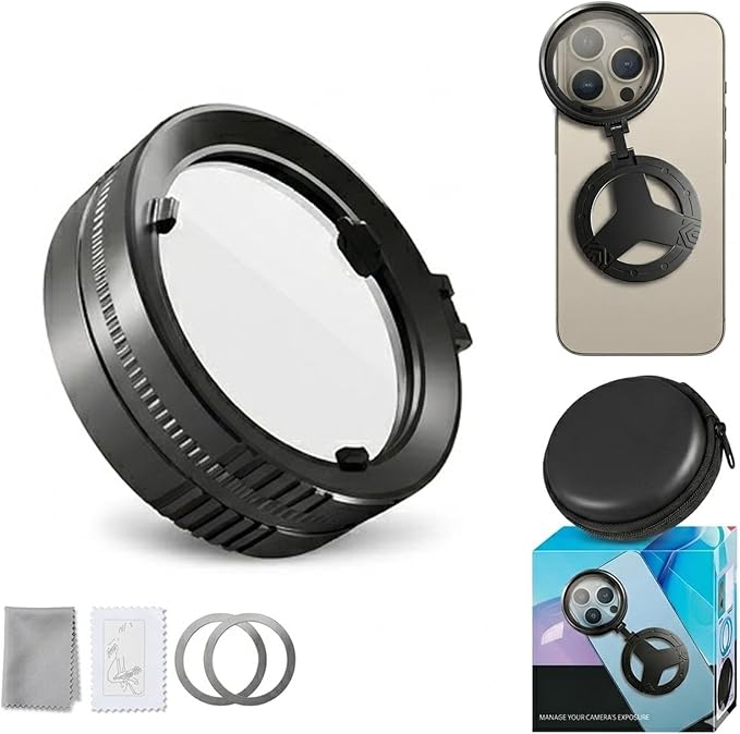 Anti-Glare Magnetic Phone Filter - 52mm Rotatable Expandable CPL Polarizing Filter, Foldable Portable Polarizing Lens Attachment, Reduces Reflections Enhances Colors, for Smartphones (1pcs)