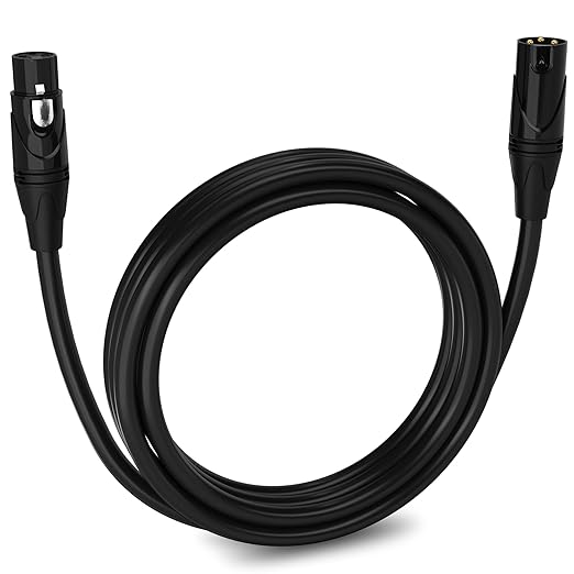 LyxPro 10 Feet XLR Microphone Cable Balanced Male to Female 3 Pin Mic Cord for Powered Speakers Audio Interface Professional Pro Audio Performance and Recording Devices - Black