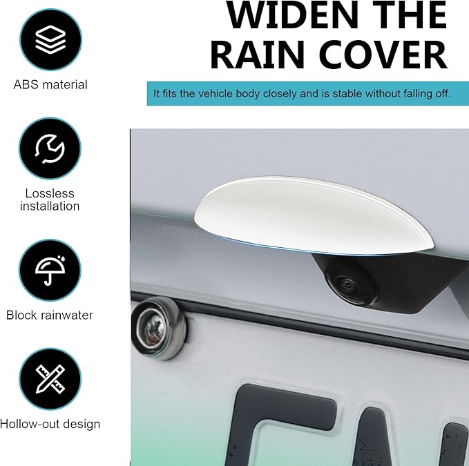 Ypoyney Car Rear View Camera Cover, Silicone Anti-Rain Reversing Cameras Protection, Non-Destructive Installation Rear View Camera Cover, Essential Accessories Rain Covers for Most Cars (White)