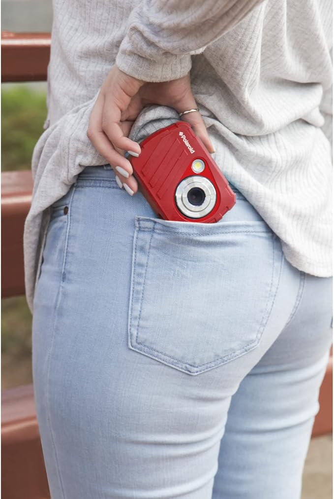 Polaroid IS048 Digital Camera - Small Lightweight Waterproof Instant Sharing 16 MP Digital Portable Handheld Action Camera (Red)