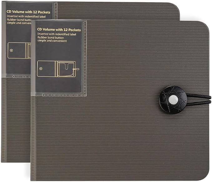 CD Case, 12 Capacity CD/DVD Case Holders Wallet Hard Plastic DVD Disc Cases Storage Binder for Car Home Office Travel (2, Black)