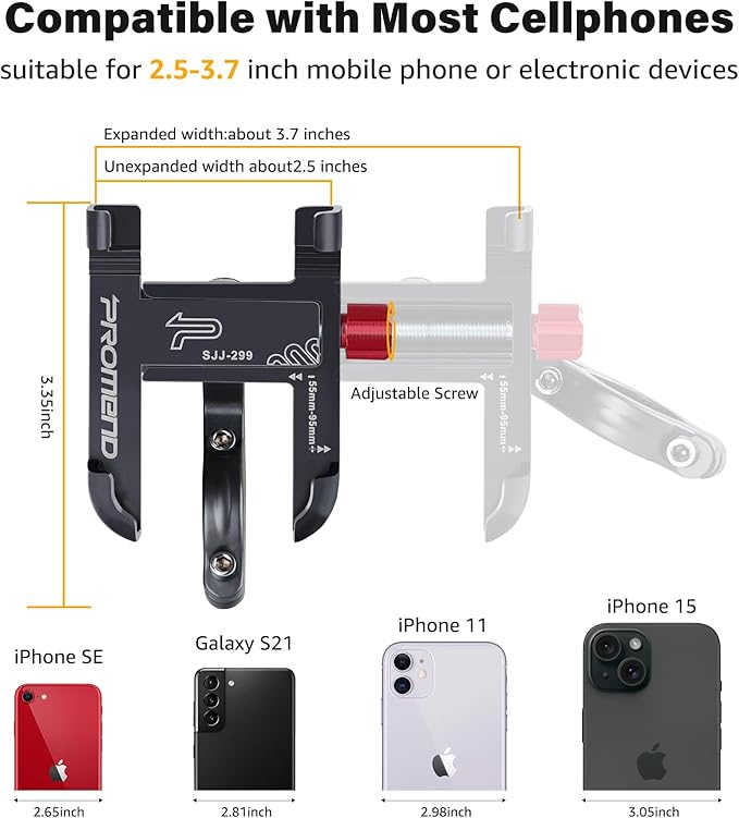 Ralos Bike Phone Mount, Aluminum Motorcycle Cellphone Holder, Mountain Bicycle Handlebar Cell Phone Clamp, Scooter Phone Clip for iPhone 16 Pro Max, 15 14 13 12 Mini, Samsung