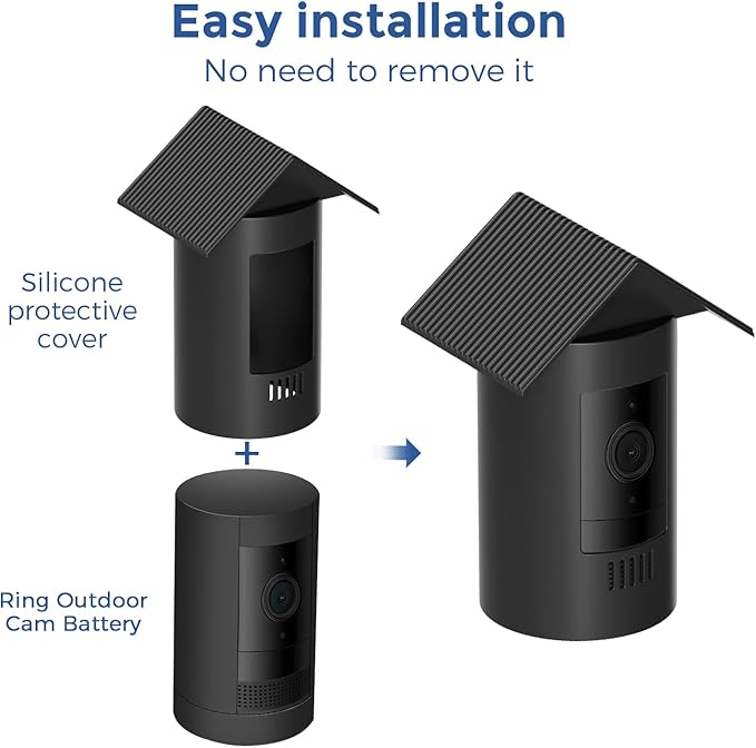 Silicone Skin for Ring Stick Up Cam Battery & Plug-in (3rd Gen) – Weatherproof Outdoor Camera Cover Case, UV & Heat Resistant Accessories with Anti-Glare Sun Hood – Black
