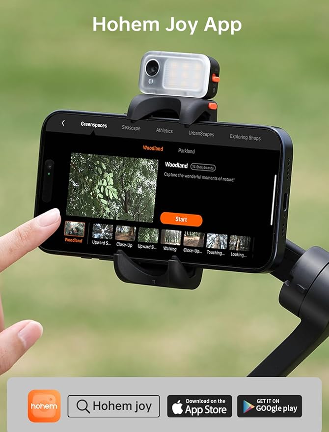 hohem iSteady V3 Gimbal Stabilizer for iPhone, Magnetic AI Tracker,Detached Remote,Built-in Tripod Extension Rod, 3-Axis Phone Gimbal Stabilizer for Smartphone Video Recording Vlog Live tiktok,Black