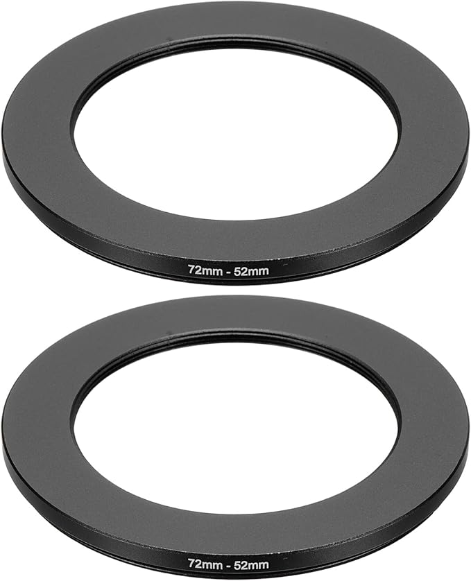 PATIKIL Step Down Ring Adapter 72mm to 52mm, 2 Pcs Filter Step-Down Rings Camera Lens Filters Metal Ring Digital for ND IR DSLR Lenses, Black