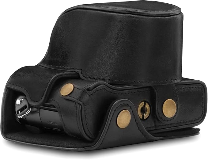 MegaGear MG1565 Ever Ready Genuine Leather Camera Case Compatible with Panasonic Lumix DC-LX100 II - Black