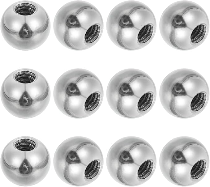 PATIKIL 12Pcs 17mm Ball Nuts Knob, M8 UNC Female Threaded Steel Swivel Ball Joint Adapter Converter for Super Clamp Camera Hot Shoe Mount Light Tripod Phone Holder, Silver