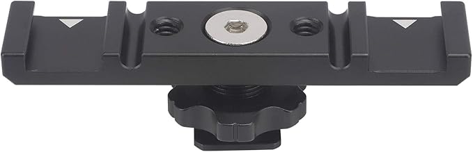 Dual Cold Shoe Mount Bracket,Dual Cold Shoe Mount Plate Adapter,Dual Hot Shoe Extension Bar for Nikon Canon Sony DSLR Camera Flash LED Video Light Microphone