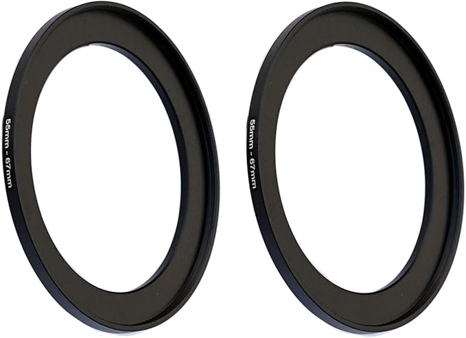 (2-Pcs) 55-67MM Step-Up Ring Adapter, 55mm to 67mm Step Up Filter Ring, 55 mm Male 67 mm Female Stepping Up Ring for DSLR Camera Lens and ND UV CPL Infrared Filter