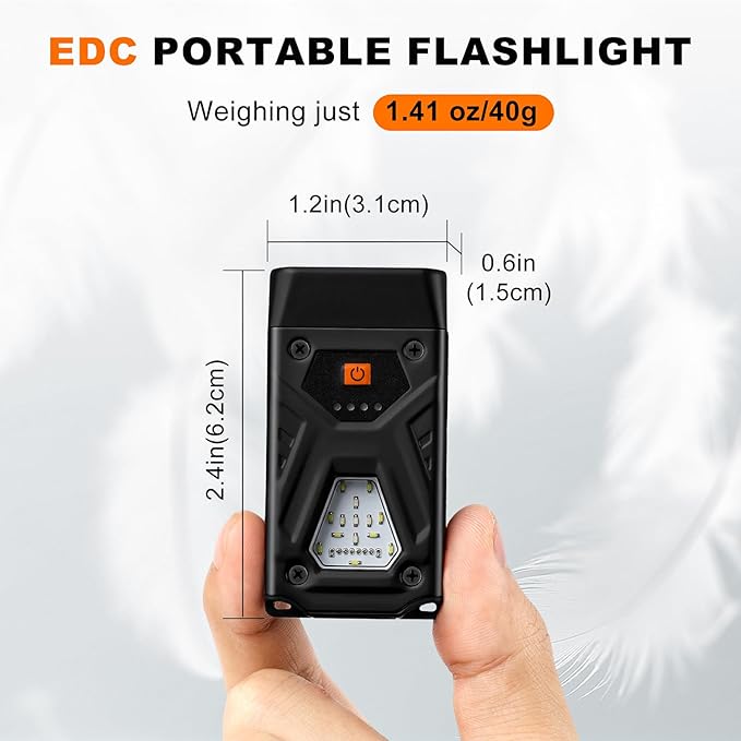 EDC Flashlight Clip-On Light, Mini Keychain Flashlight, 7 Lighting Modes Compact Pocket COB Light Type-C Rechargeable, for Working, Camping, Fishing, Hiking(Black 2 Pack)