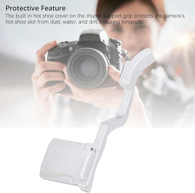 Yunir X T50 Thumb Up Grip for Fuji X T50 Camera Only,Aluminum Alloy Metal Thumb Grip with Hot Shoe Cover Protector Thumb Rest Support Holder,Not Affect The Use of XT50 Camera Buttons (Silver)