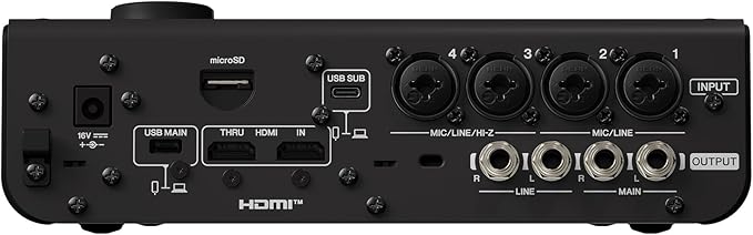 Yamaha URX44V 6-In / 4-Out Dual USB-C Audio/Video Interface With Touchscreen, Includes Cubase Al, WaveLab Cast, Basic FX Suite, and Steinberg Plus Software Bundle, Black URX44V B