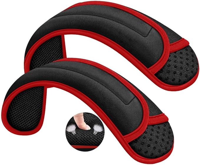 ZINZ 2-Pack Universal Shoulder Pad with Ultra Thick Cushion for Bag Luggage Bag Crossbody, Plus Long & Anti-Slip & Breathable,Black-Wine Edge